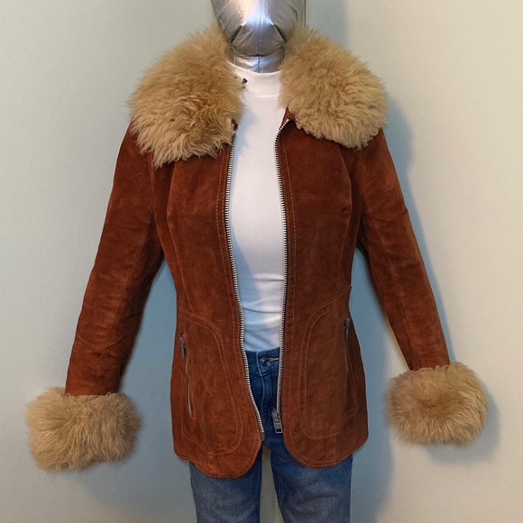 Opera Jackets & Blazers - Chic Vintage Suede Jacket with Plush Lamb’s Wool Trim